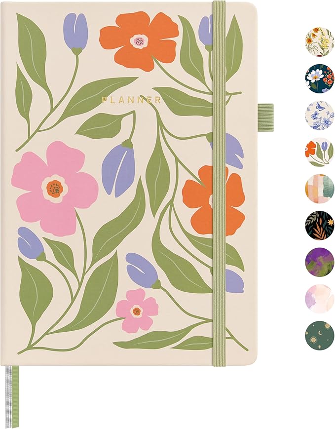 And Per Se Undated Weekly Planner 2026, A5 size Leather Hardcover Planner with Goals & Habit Tracker – ADHD Planner & Productivity Journal (Botanical Floral)