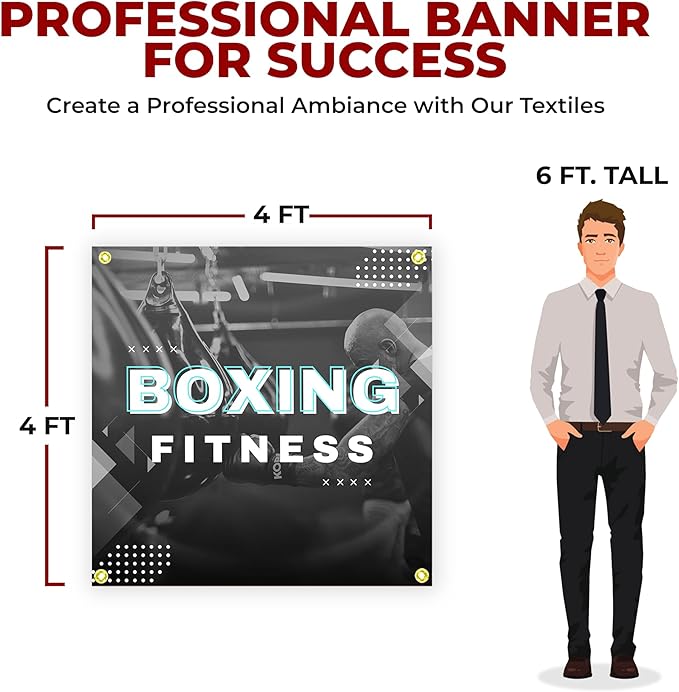 Boxing Fitness Large Banners and Signs for Outdoor by Mavis Printing-Polyester Banner with 4 Holes for Easy Hang Indoor & Outdoor|4x1 Feet HD Print Sign to Promote Church| Made in USA