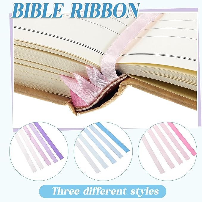 Outus 3 Pieces Bible Ribbon Bookmark Markers Artificial Leather Bookmark with Ribbons for Books Office(Lively,Morandi)