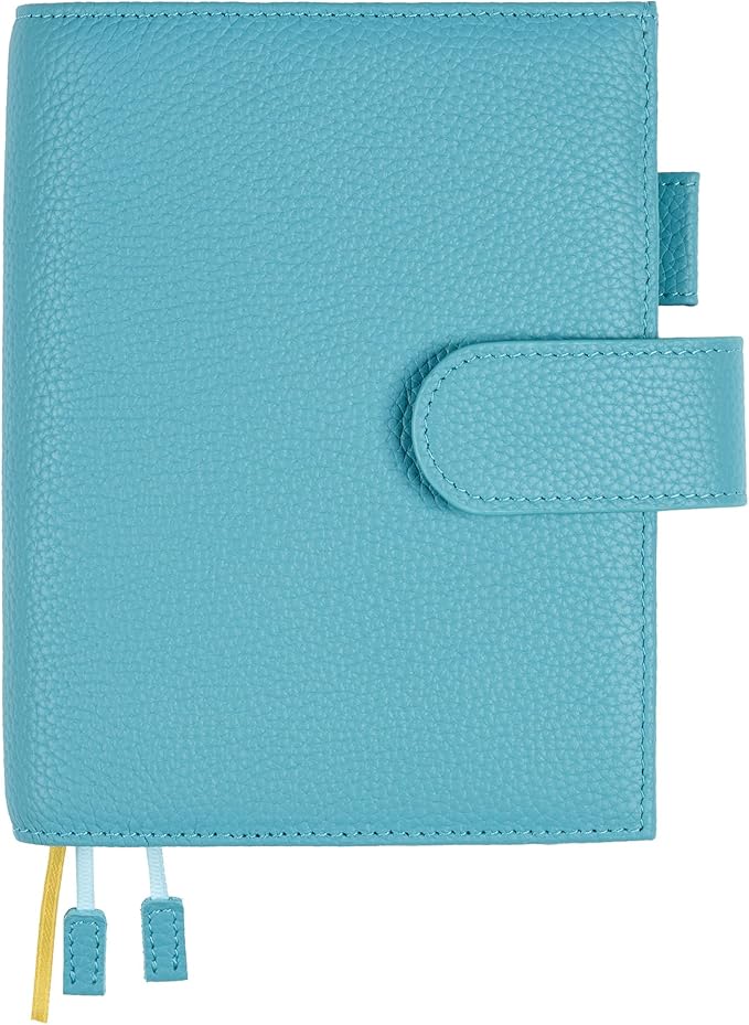 A6 Genuine Leather Techo Notebook Cover Compatible with Hobonichi Original Stalogy Midori MD with 5 Card Slots Pen Loop Bookmarks Back Pocket