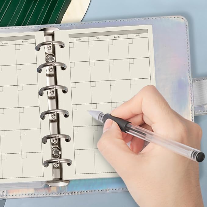 Planner Refill, Pocket Notebook, Month Tracker Binder Refills for 6 Holes Filofax/Personal Journal, 100Gsm Quality,45sheets/90pages A7 Refill, 4.84 x 3.23'', Harphia