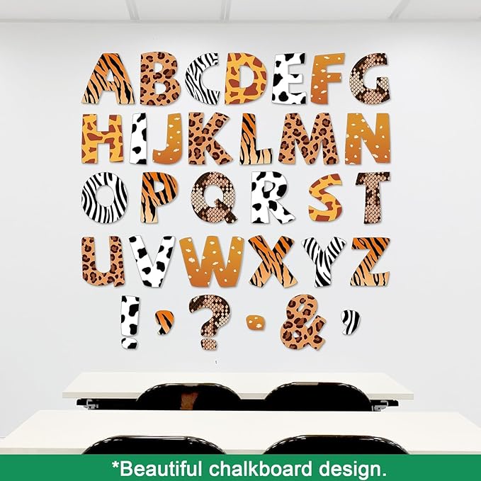150 PCS Large 6" Bulletin Board Letters Set, Safari Jungle Classroom Alphabet Cutout Letter for Bulletin Board Display Home School, A Great Helper to Inspire Students' Learning Interest