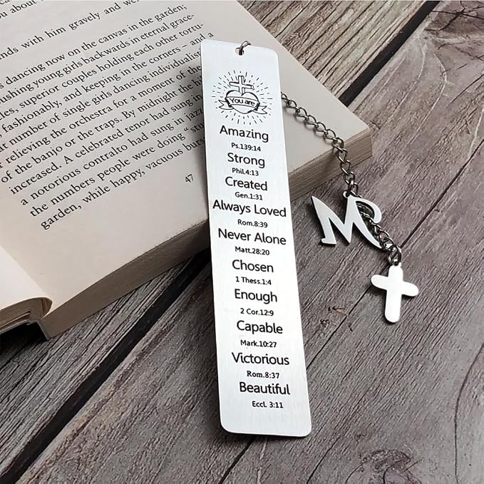 Bible Bookmark for Women Book Lovers Sister Christian Book Marker Gifts for Reader Teens Girls Baptism Birthday Christmas Gift for Coworker Students Bookish Easter Gifts (Silver-M)