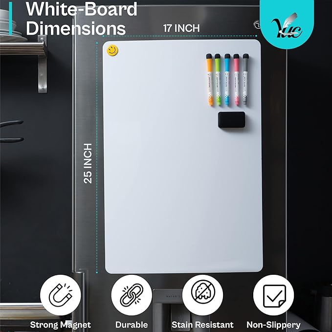 25x17 inch - Magnetic whiteboard for the Fridge - Magnetic Dry Erase Board - Fridge whiteboard - Refrigerator whiteboard - White Board for Fridge - Dry Erase Board Magnetic - Magnetic White Board