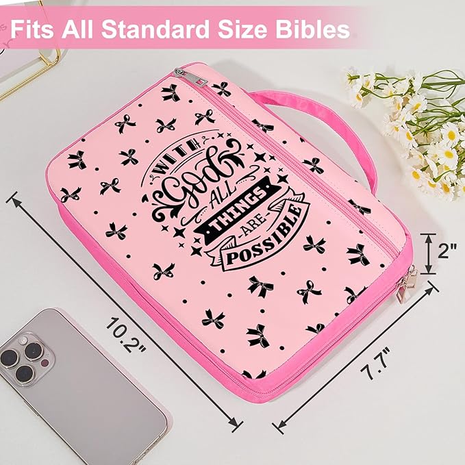 ICOSY Bible Cover Case for Women Girls Kids Bible Bag Case with Handle Kids Girls Bible Study Accessories Supplies