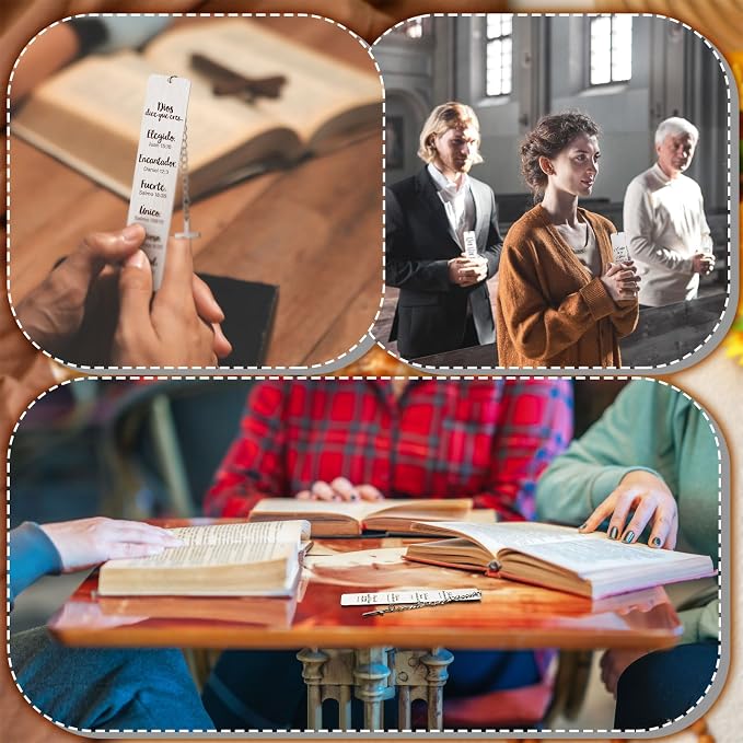 Mooliwe 12 Pcs Regalos Cristianos Spanish Christian Bookmarks Christmas Spanish Christian Gifts Bulk for Women Bible Verse Metal Religious Scripture Cross Inspirational Bookmarks with Church