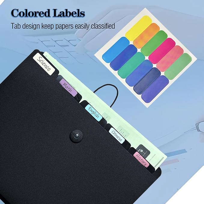 A4 Expanding File Folder, 3 Pack File Organiser, 5 Pockets Document Organiser, Portable Filing Folders for Paperwork for Home Office School (3 Color, A4, 5)