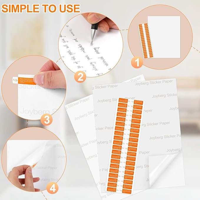 Printable Sticker Paper for Inkjet Printer, 300 Sheets 8.5" x11'' Matte Sticker Printer Paper Full Sheet Labels for Laser/Inkjet Printers, Letter Size