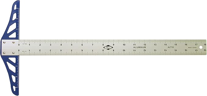ALVIN ALT18 Aluminum Graduated T-Square, Drawing and Design Tool for Students and Professionals, Great for Carpentry, Drafting, Architecture, Engineering, and Art - 18 Inches