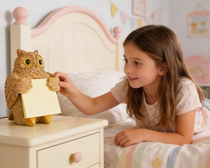 Owl Sticky Note Holder with 100 Sheets 3x3 Pop-Up Notes, Handmade Resin Owl Desk Decor for Office, Home & Classroom, Cute Owl Lover Gift for Women, Teachers & Coworkers