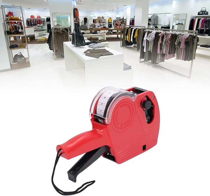 Eujgoov 8 Digits Price Tag Manual Labeling Machine Portable Label Maker with Price Label Machine (Red)