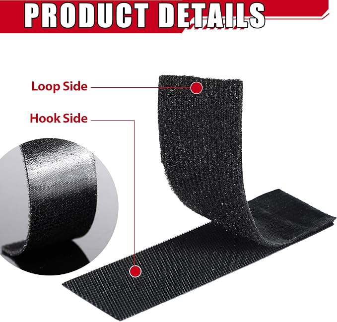 Norme 96 Pcs Heavy Duty Hook and Loop Strips with High Adhesive, Strong Mounting Tape Hook and Loop Fastener Strips for Home, Outdoor, Office, Sewing, DIY Crafting, Reusable, Easy to Apply