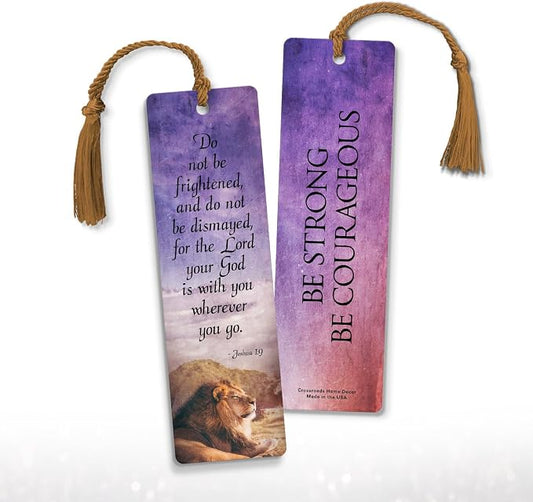 Be Strong and Courageous Bookmark 12 Pack with Tassels, Christian Bible Bookmark, Joshua 1:9 Scripture, Bible Study Supplies, 7.25" x 2"