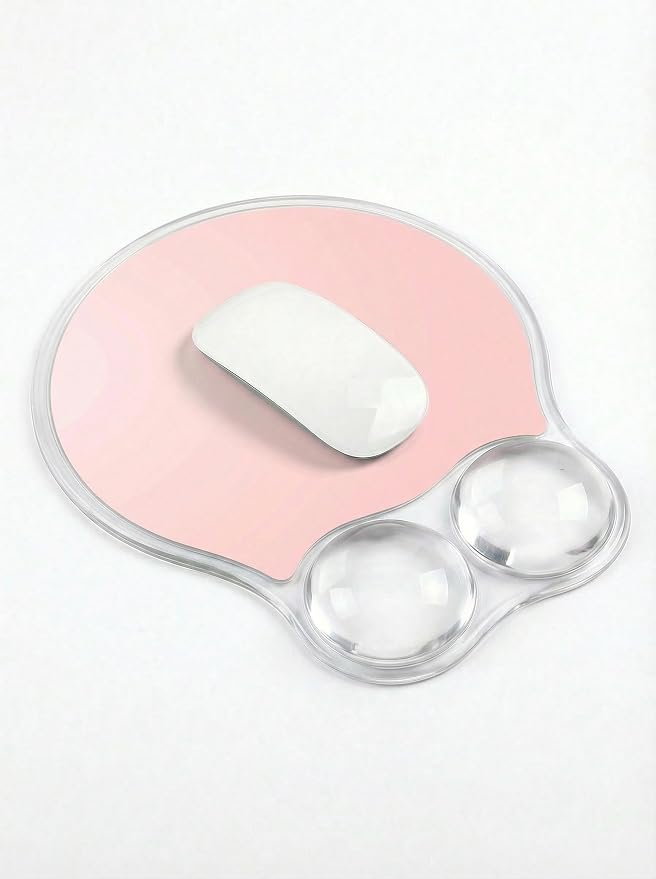 Ergonomic Gel Mouse Pad Wrist Rest Support for Desk, PU Base, Smooth Surface, Crystal Gel Cushion, Non-Slip Stability, Mousepad for Office/Home/Study Pink AMP-02