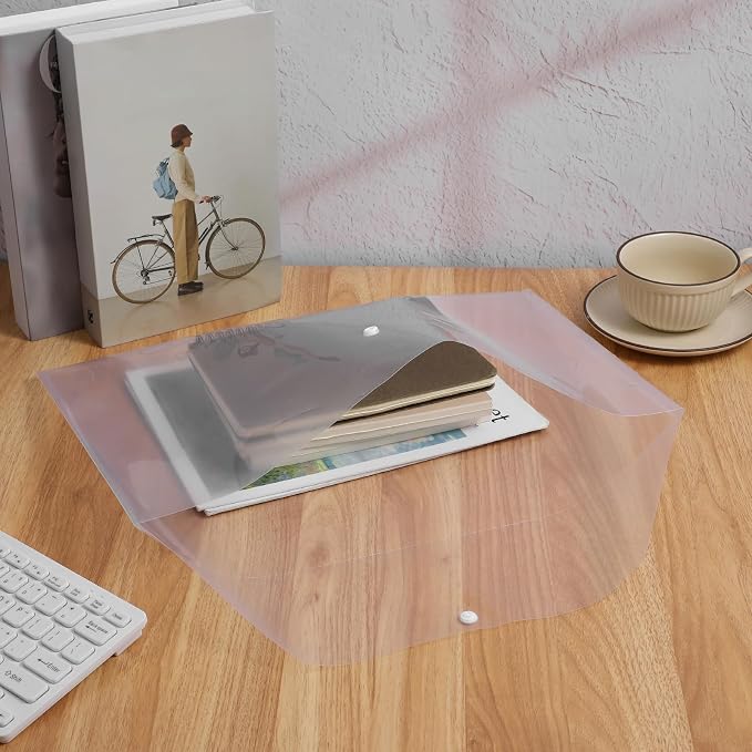 20 Pcs 11 x 17 inch A3 Document Folder Organizers Clear Large Plastic Envelopes Document File Storage Holder with Snap for Office Home