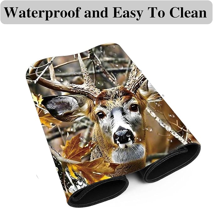Mouse Pad Gaming Mousepad 31.5x11.8 Inch XXL Large + Coasters,Desk Mat with Stitched Edges, Non-Slip Rubber Base, Thick Mouse Pad for Computer, Laptop, Office & Home - Jungle Deer