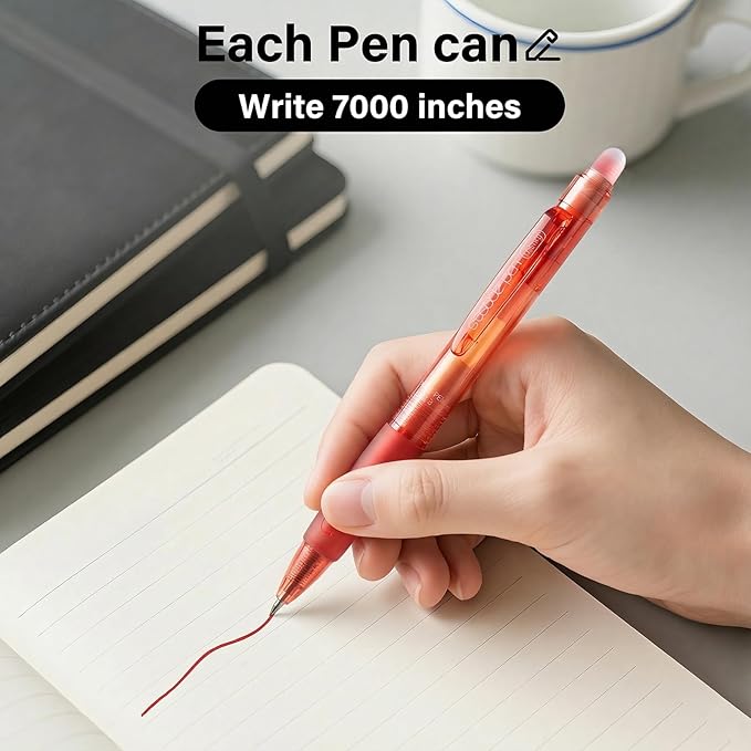 EUSOAR Erasable Gel Pens, 12-Pack Retractable School Red Erasable Pens (0.5mm), Dry Erase Pen Take Notes Smooth Writing for Crossword Puzzles Planner Scheduling Appointments Sketching