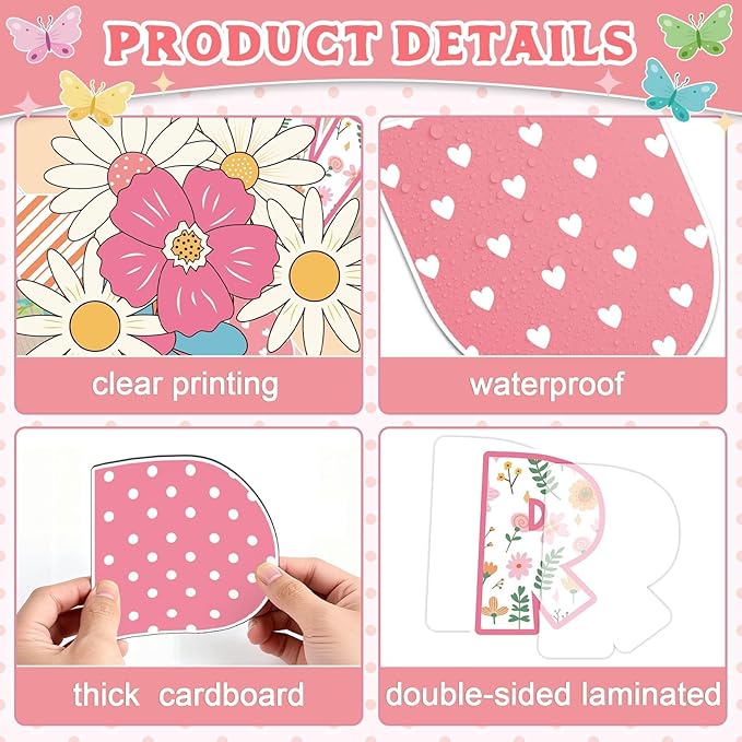 Spring Bulletin Board Decorations Set Motivational Let's Grow Together Bulletin Board Spring Butterfly Paper Cutouts Colorful Flower Classroom Decorations for School Home Office Chalkboard Supplies