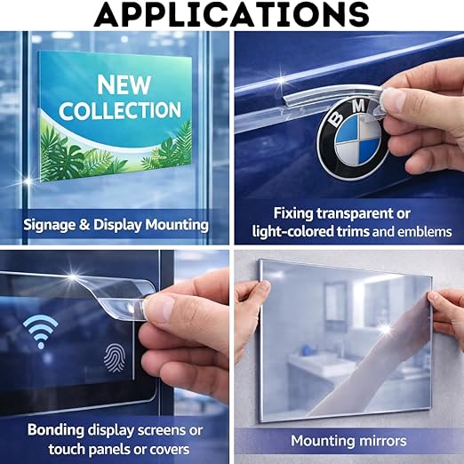 tesa ACXplus 7055 Clear Double Sided Acrylic Foam Tape – 3M 4910 Equivalent, High Transparency Structural Bonding for Glass, Acrylic, Signage, Automotive Trim, UV Resistant (1, 3/8" x 25m)