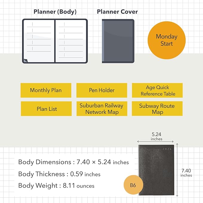 NOLTY Ecri Plus B6-6 Weekly Planner 2026, April Start, Japanese Edition, Ice Blue, 2026-9855