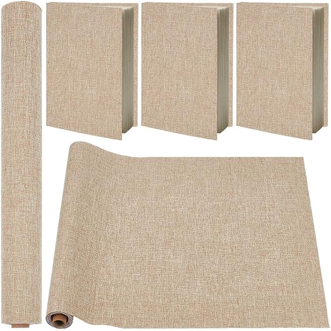 CRASPIRE 51 x 11.8 Inch Book Binding Cloth Tan Fabric Book Cover Surface Paper Backed Linen Polyester Fabric Woven Bookcover for Books Album Scrapbooking Archival DIY Covering Bookbinding Protector