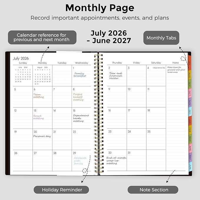 SKYDUE Appointment Book 2026-2027, Academic Hourly Planner from July 2026 - June 2027, 8.5" x 11" Weekly & Monthly Schedule Planner with 15-Minute Interval- Perfect for Daily Planning Black