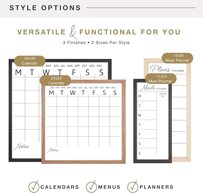 MCS Dry Erase Weekly Meal Planner 11x24 Natural Framed Calander Whiteboard for The Wall, Plan Your Meals for The Week, Family Weekly Planner for Dinners & More–Including Shopping List