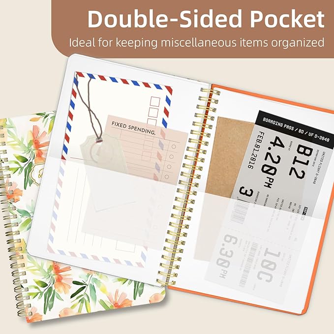 Undated Daily Planner - Spiral Notebook 80 Days One Day Per Page, Hourly Schedule, To-Do List, Notes, Everyday Planning Task, A5 Hardcover Journal Organizer Book Women Cute Aesthetic, Summer