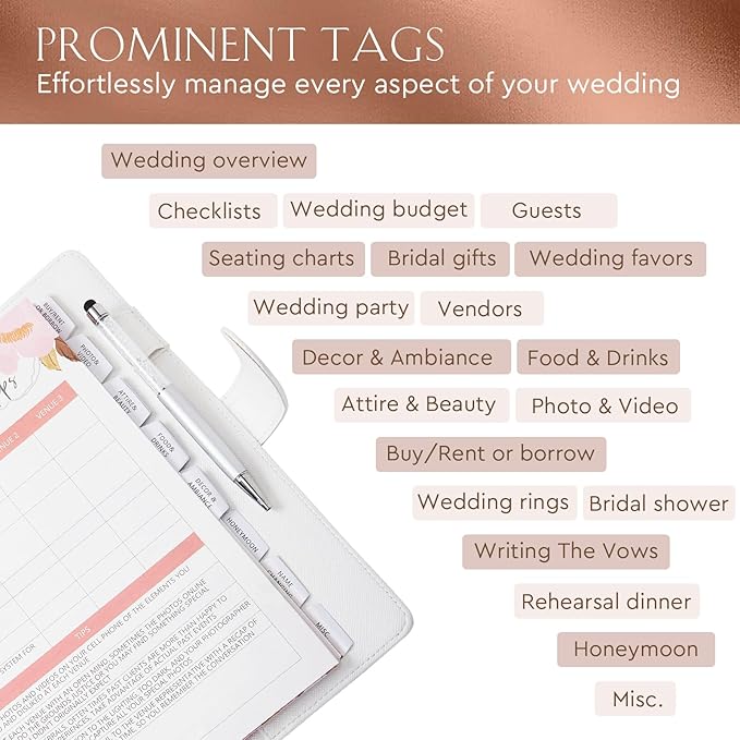 AW BRIDAL Future Mrs Wedding Planner Book and Organizer Gift Set, Personalized Destination Wedding Planners, Rose Gold Planning Gift for Bride and Engaged Couples, Cool Engagement Gifts for Her