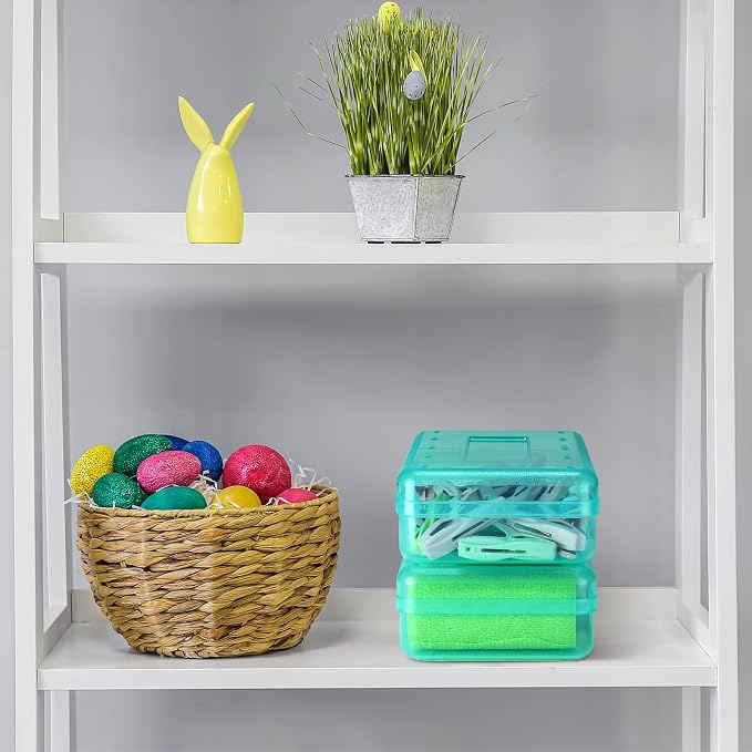 Leelosp 12 Pack Clear Pencil Boxes for School Bulk, Large Plastic Pencil Case with Lid, Stackable Hard Crayon Storage Box for Classroom Kids, Desk Drawer Organizer for Office Home(Jade)