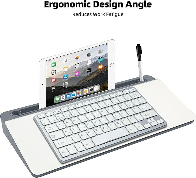 Desktop Whiteboard, Glass Dry Erase Board, Desk Board Buddy,Computer Keyboard Stand,Desk Whiteboard Organizer for Home,Office,School Supplies (Grey)