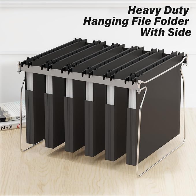 ANSOOK Hanging File Folders Letter Size,Heavy Duty 1" Hang Folder for File Cabinet, 12 Pack Extra Capacity File Folders Hanging with Tabs for File Frame & Stroage Box,Hanging File Organizer