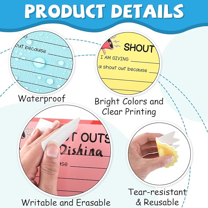 Staff Shout Out Bulletin Board Decoration Fun Shout Cutouts Appreciation Recognition Colorful Pencils Wall Decals Theme Party Supplies for Back to School Classroom Chalkboard Window Decoration Favor