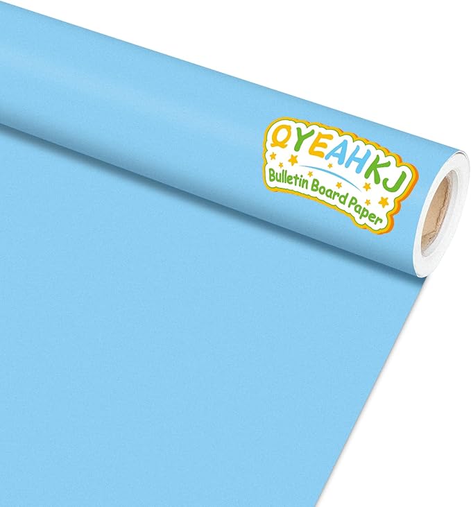 Sky Blue Bulletin Board Paper Roll Light Blue Bulletin Board Background Paper Back to School Classroom Decoration Poster for Art Craft DIY Projects Home Office Classroom Party Supplies 17.7in x 20ft
