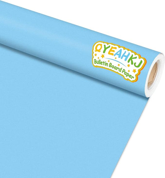 Sky Blue Bulletin Board Paper Roll Light Blue Bulletin Board Background Paper Back to School Classroom Decoration Poster for Art Craft DIY Projects Home Office Classroom Party Supplies 17.7in x 20ft