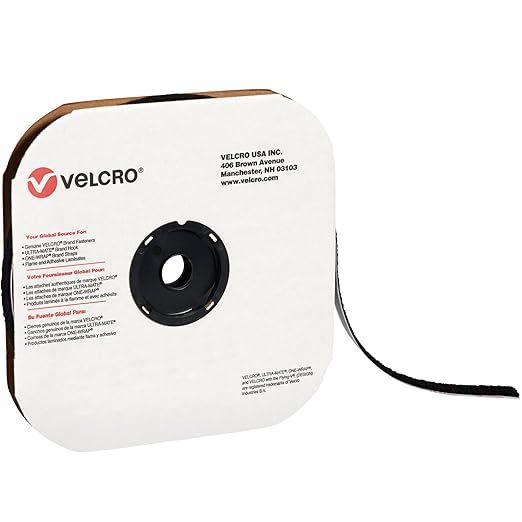 VELCRO Brand Tape (190911) Self-Adhesive Individual Strips, Loop, 3/4" x 75', Black (1 Per Case) for Home & Office