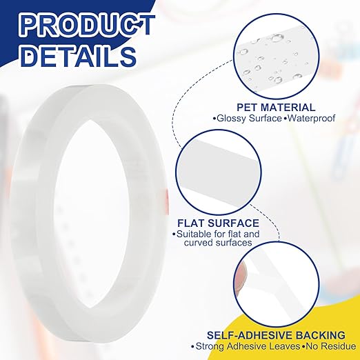 MECCANIXITY Whiteboard Tape 1/2" / 12mm Self Adhesive Graphic Chart Line Tape 72 Yard Grid Marking Stickers for Pinstripe Dry Erase Board Scrapbooking DIY Art Crafts, Clear, Pack of 3