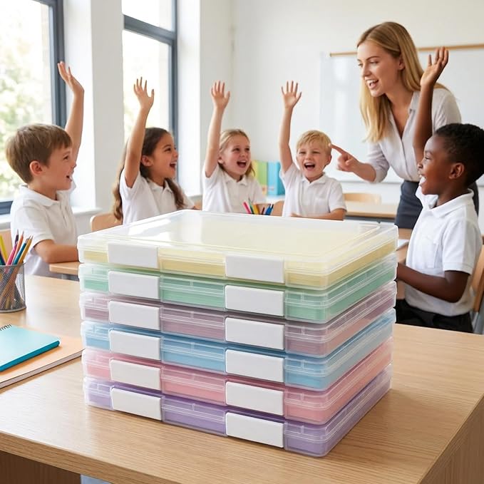 8 Pcs Clear A4 A5 File Box, A4 Paper Organizer Box, Scrapbook Paper Storage for 9.8" x 12.4" US Letter, Plastic Containers for Craft and Arts Supplies, Board Game, File Holder Organizer 9" x 12" (8)