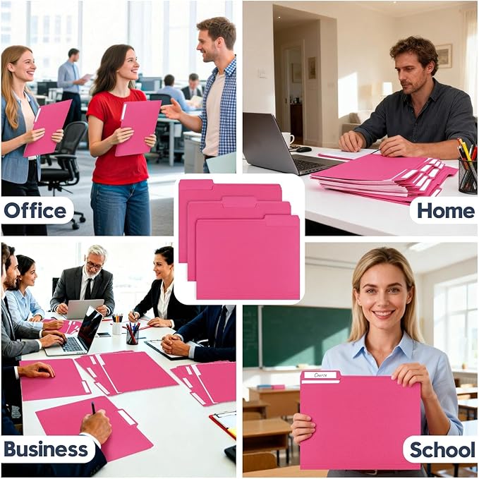 File Folders,Colored File Folders Letter Size,8.5" x 11",150 Pack 1/3 Cut Tab Durable Paper Bulk Folders with Blank Labels,File Folders for Office Business Home School Use,Bright Red