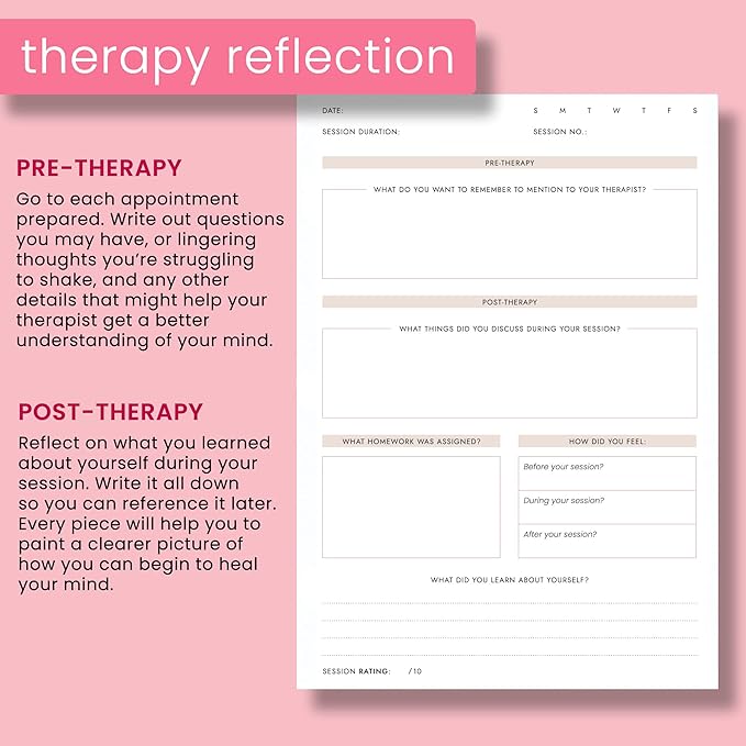 CanPlan Mental Health Planner - Self Care Gift for Women, Mental Health Journal, Book, Anxiety, Depression, ADHD Planner and Tracker, Self Love Self Care Journal, Wellness Planner, Pink