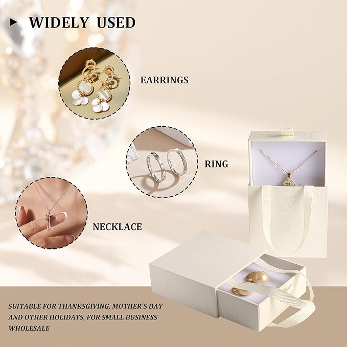 40 pcs paper boxes 9 x 9 x 3.5 cm, beige luxury gift storage, jewelry gift storage box suitable for earrings necklaces bracelets rings