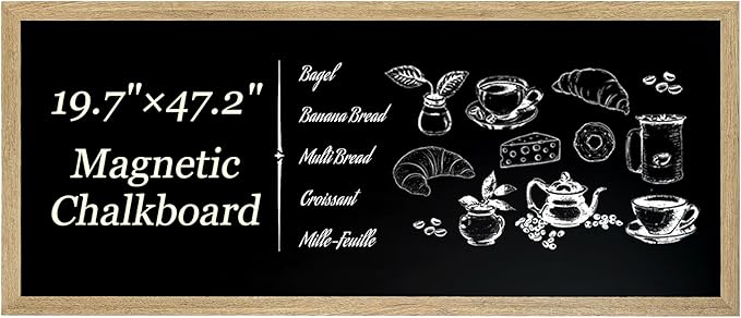 Magnetic Chalkboard for Wall, Long Chalk Board, Wall Hanging Menu for Restaurant, Food Truck, Kitchen, Chalk Board for Kitchen, Bar & Home Decor 19.7" x 47.2"(RB-50120)