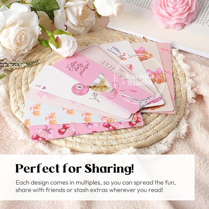 KACIOLA STUDIO 100PCS Bookmarks for Women, Bow Theme Paper Bookmarks Bulk 6" x 2" Cute Book Marks for Reading Booklovers Students Schools Gifts (Bow)