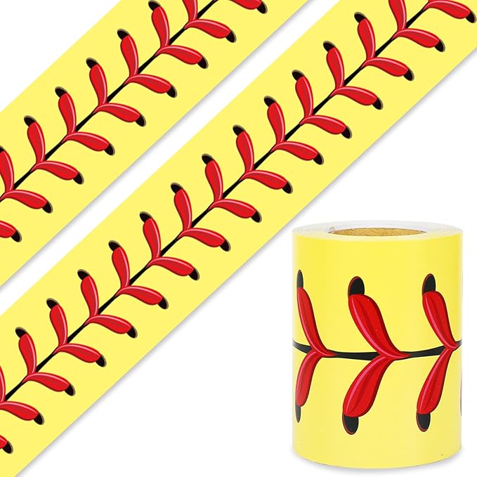 Whaline 32.8 Ft Yellow Baseball Bulletin Board Borders Sport Theme Die-Cut Rolled Bulletin Board Trim for Back to School Classroom Office Chalkboard