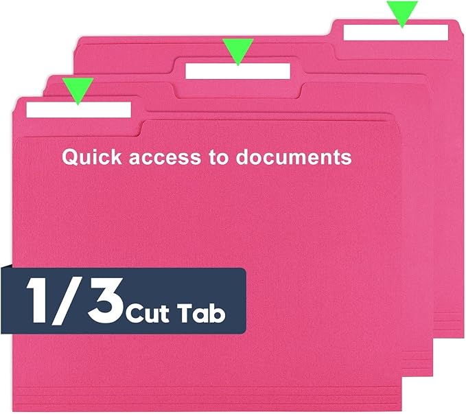 File Folders,Colored File Folders Letter Size,8.5" x 11",150 Pack 1/3 Cut Tab Durable Paper Bulk Folders with Blank Labels,File Folders for Office Business Home School Use,Bright Red