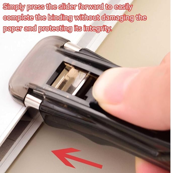 Portable Binder Clip Stapler Mini-Includes 58 Reusable Clips, Reusable Desktop Stapler with Clip Dispenser，Mini Push Stapler Clamp Staplers for Desktop Document Home School Desk (100 Refill Clips)