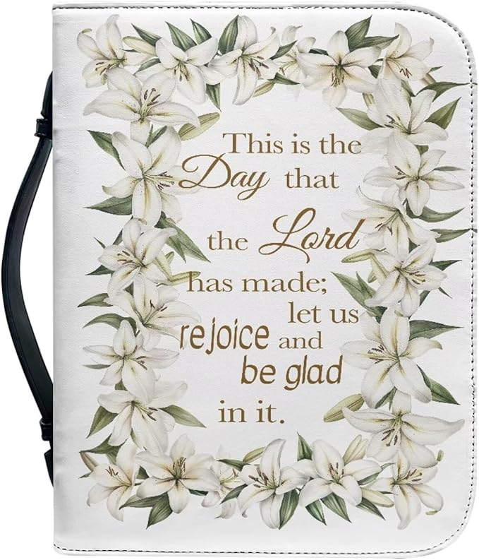 Leaves Bible Cover Case for Women Girls Bible Cover Bags Floral Pattern with Handle Study Bible Case,Bible Cases,Christian Gift-Size：2XL