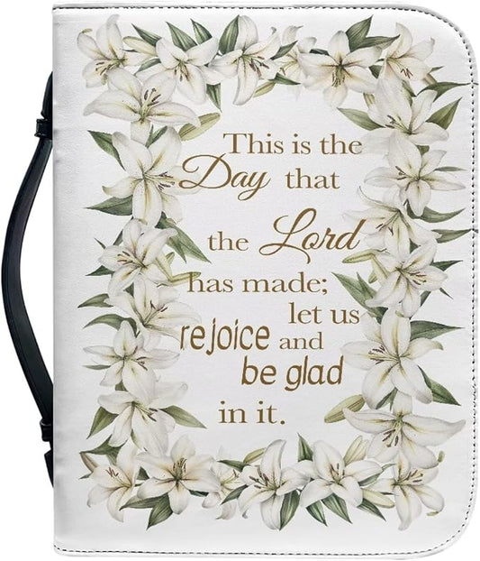 Leaves Bible Cover Case for Women Girls Bible Cover Bags Floral Pattern with Handle Study Bible Case,Bible Cases,Christian Gift-Size：2XL