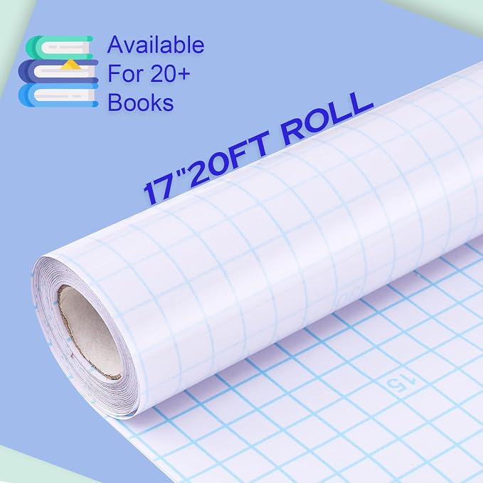WSICSE Clear Contact Paper Roll 17in x 20ft Peel and Stick Adhesive Book Cover Plastic Protector for Books Crafts Textbook Home Gift Wrapping