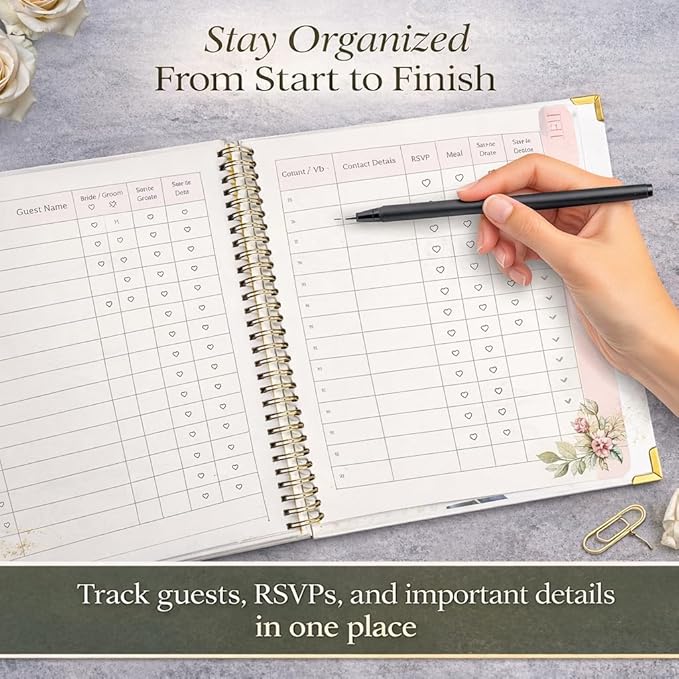 Wedding Planner Book and Organizer for Bride and Groom - Engagement Gift, Wedding Planner with Checklist, Timelines, & Budget Tracker - Includes Free QR Code for Exclusive Digital Tools.